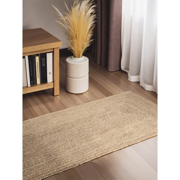 Világos natúr színű kétoldalas kézi szövésű juta futószőnyeg 80x200 cm Sharmila Natural White – Hanse Home-image-1