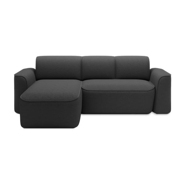 Antracitszürke buklé sarokkanapé (bal oldali-heverő résszel) Ume – ELTAP