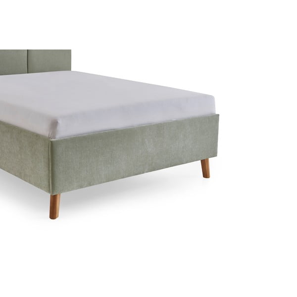 Világoszöld kárpitozott franciaágy ágyráccsal 140x200 cm Piano – Meise Möbel-image-3