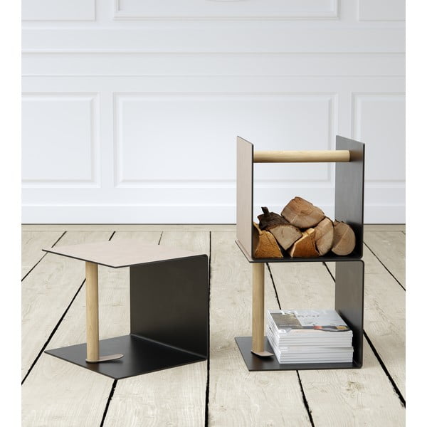 Fekete-szürke dekoratív fém-öko bőr tárolódoboz 32x38x31 cm Bull – LIND DNA-image-1