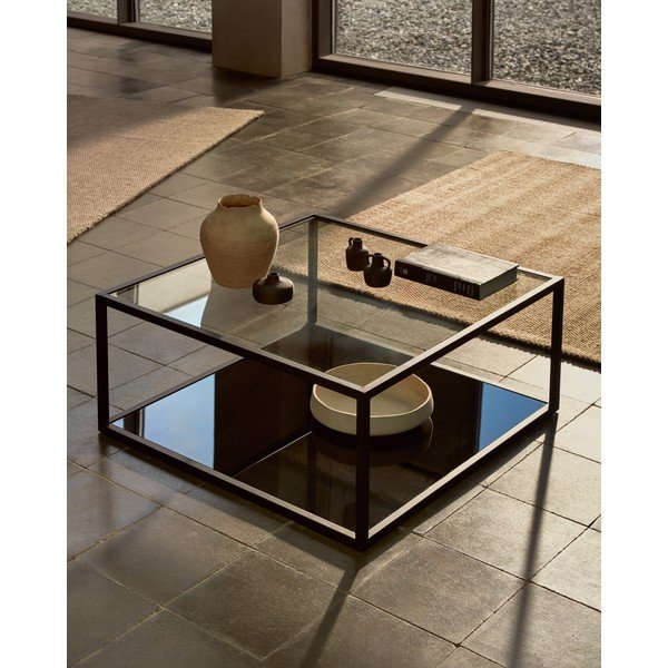 Green Hill fekete dohányzóasztal, 80 x 80 cm - Kave Home-image-1