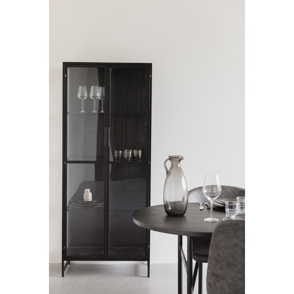 Fekete fém tálalószekrény 70x170x35 cm Rob – White Label-image-1