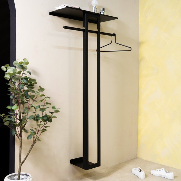 Fekete acél fali fogas polccal 70 cm Luno Large – Spinder Design-image-1