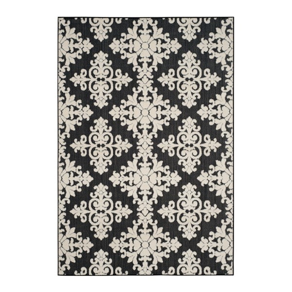 Charleston fekete-krémszínű kültéri szőnyeg, 231 x 160 cm - Safavieh