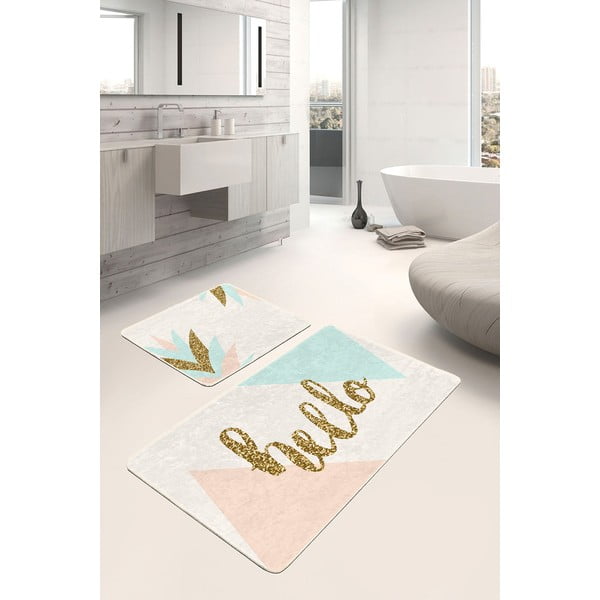 Krémszínű-aranyszínű bársony fürdőszobai kilépő szett 2 db-os 60x100 cm Hello – Mila Home-image-1