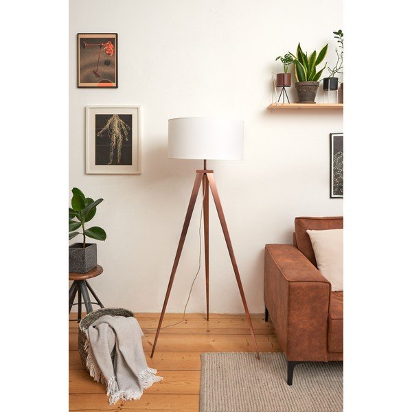 Kiki állólámpa rézszínű fém lábakkal és fehér lámpaernyővel - Bonami Essentials-image-4