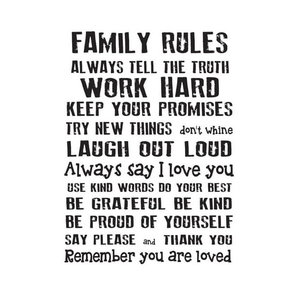 Family Rules vinyl öntapadós falmatrica, 60 x 40 cm - Really Nice Things