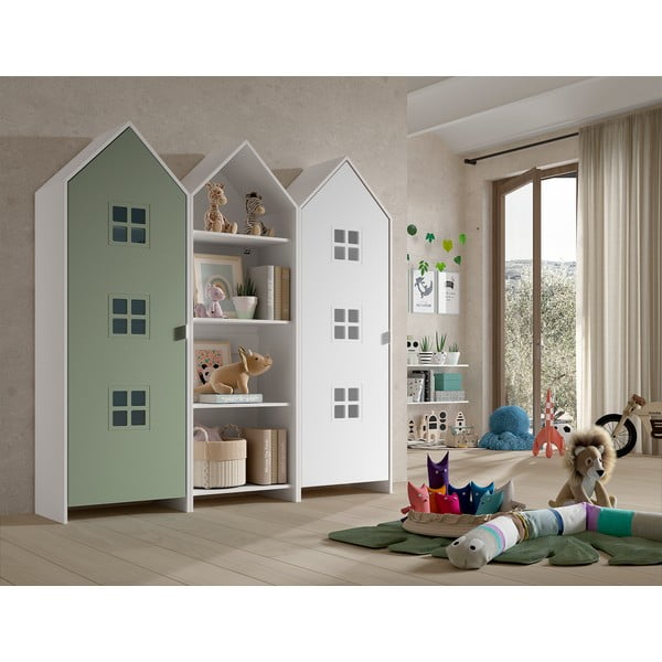 Fehér-zöld nyitott gyerek ruhásszekrény 173x171,5 cm CASAMI BRUGES – Vipack-image-1