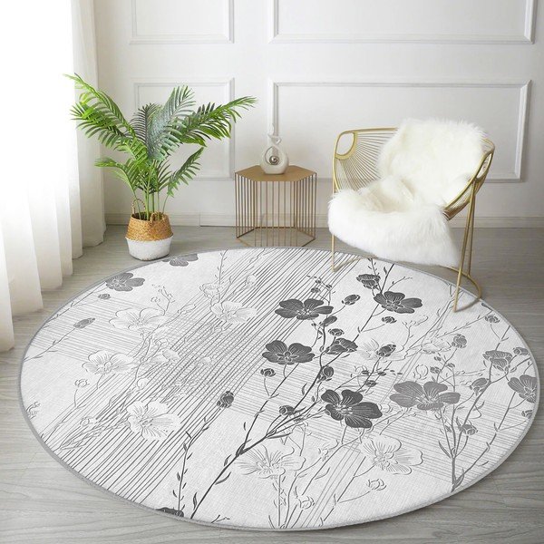 Szürke mosható-robotporszívóval tisztítható kerek szőnyeg ø 80 cm Comfort – Mila Home-image-1