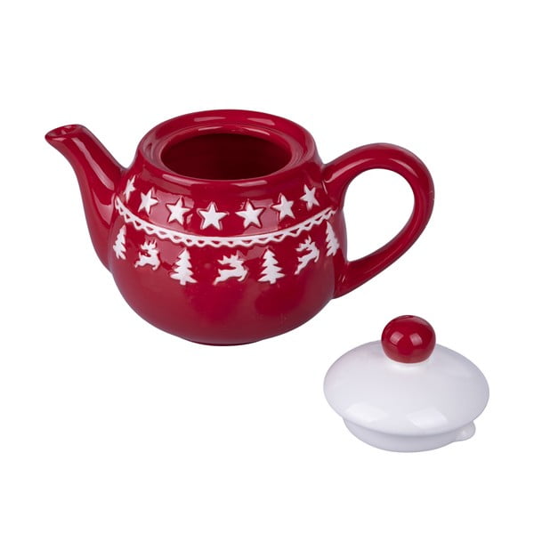 Piros-fehér karácsonyi kerámia teáskanna 520 ml Xmas - VDE Tivoli 1996