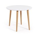 Fehér kerek bővíthető étkezőasztal fehér asztallappal ø 90 cm Oqui – Kave Home