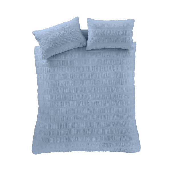 Kék kétszemélyes krepp ágyneműhuzat 200x200 cm Seersucker – Catherine Lansfield-image-2