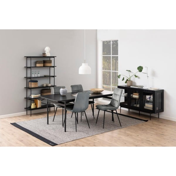 Fekete polcos állvány kőrisfa dekorral 94x172 cm Angus – Actona-image-4