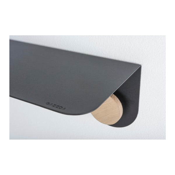 Hook fekete fali polc 2 akasztóval, hossz 70 cm - Gazzda-image-3