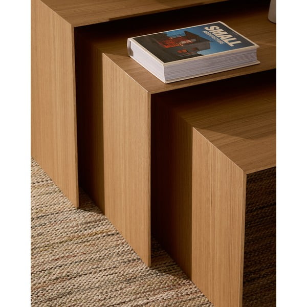 Tárolóasztal szett  tölgyfa dekorral 3 db-os 40x60 cm Litto – Kave Home-image-3