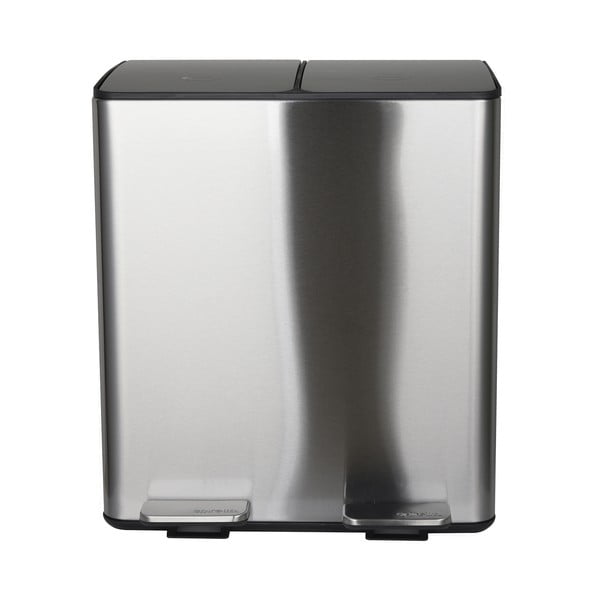 Matt ezüstszínű acél szelektív pedálos szemetes 2x20 l   Aliya – Spirella-image-2