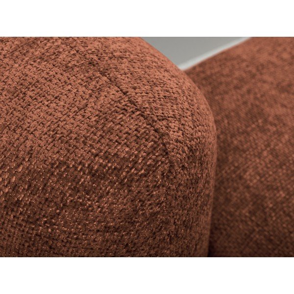 Terrakotta színű zsenília kinyitható-tárolóhelyes sarokkanapé (jobb oldali-heverő résszel) Mele – Makamii-image-1