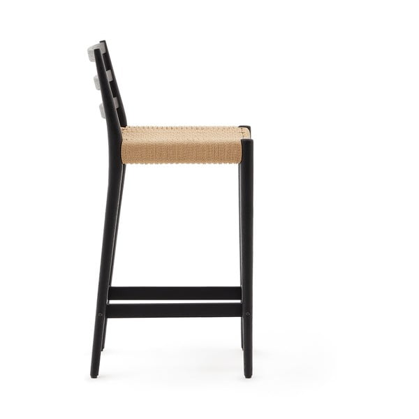 Fekete-natúr színű tölgyfa bárszék (ülésmagasság 70 cm) Analy – Kave Home-image-3