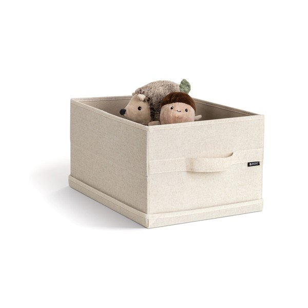 Bézs fedeles textil tárolódoboz 31x41x22 cm Soft Storage Medium – Bigso-image-4