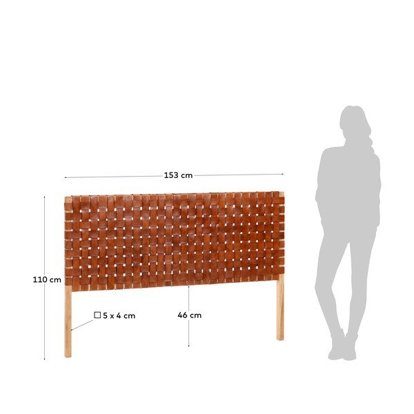 Calixta teakfa és bőr ágytámla, 153 x 110 cm - Kave Home-image-4