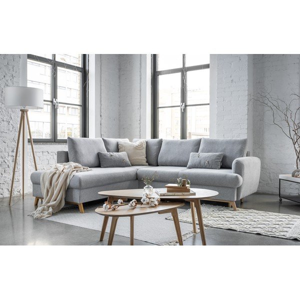 Világosszürke kinyitható-tárolóhelyes sarokkanapé (bal oldali-L alakú) Scandic Lagom – Miuform-image-4