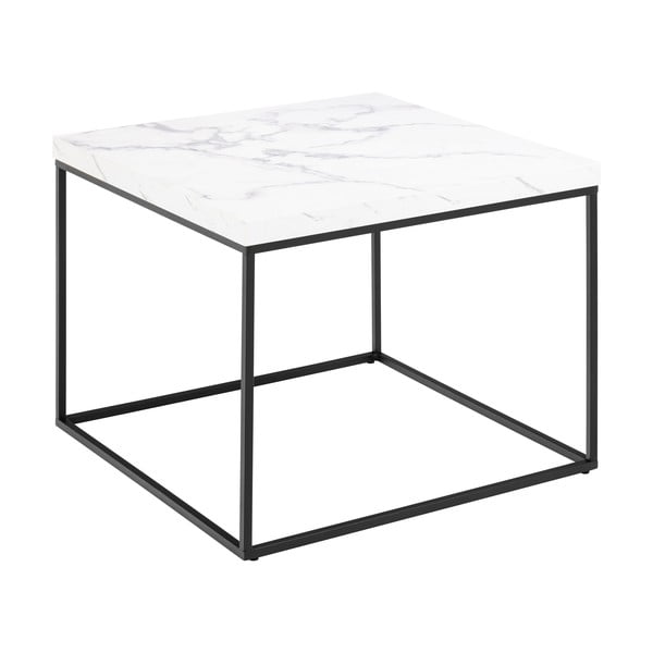 Fehér dohányzóasztal márvány dekoros asztallappal 60x60 cm Barossa – Actona-image-3