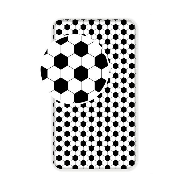 Fekete-fehér gumis egyszemélyes pamut gyerek lepedő 90x200 cm Football – Jerry Fabrics