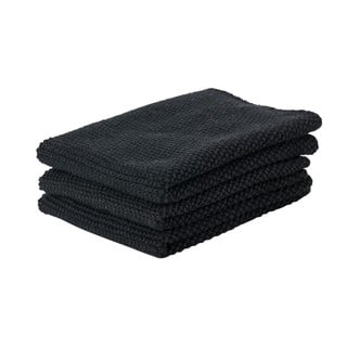 Prado 3 db-os fekete pamut konyharuha szett, 27 x 27 cm - Zone