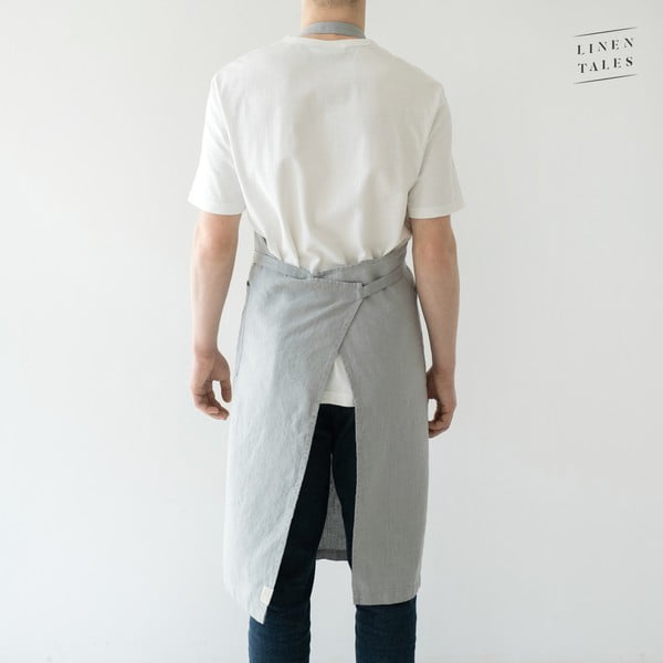 Chef világosszürke len kötény, hosszúság 100 cm - Linen Tales-image-2