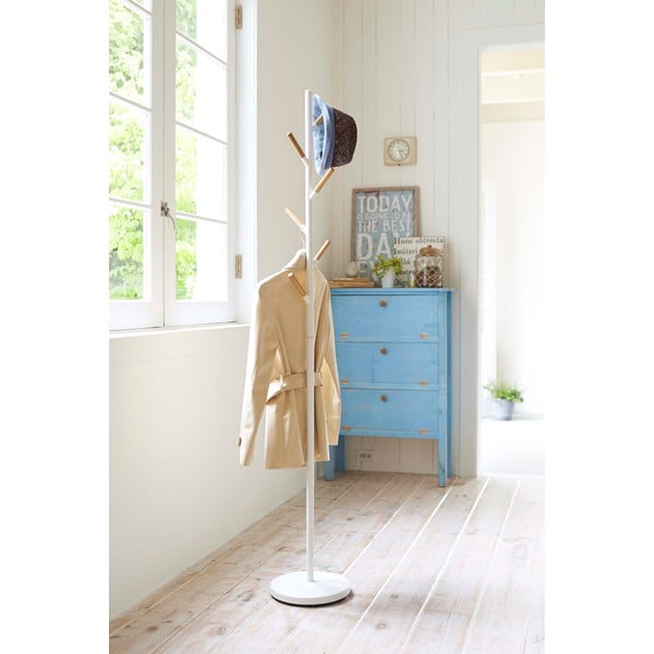 Plain Pole Hanger fehér állófogas bükkfa részletekkel - YAMAZAKI-image-1