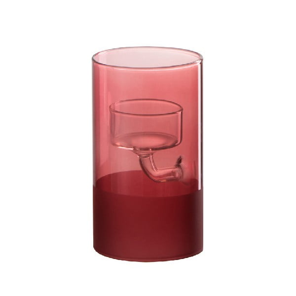 Piros, üveg gyertyatartó - J-Line