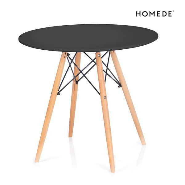 Kerek étkezőasztal fekete asztallappal ø 80 cm Tebe – Homede
