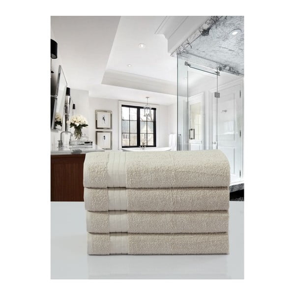 Bézs frottír pamut törölköző szett 4 db-os 50x100 cm – Good Morning-image-2