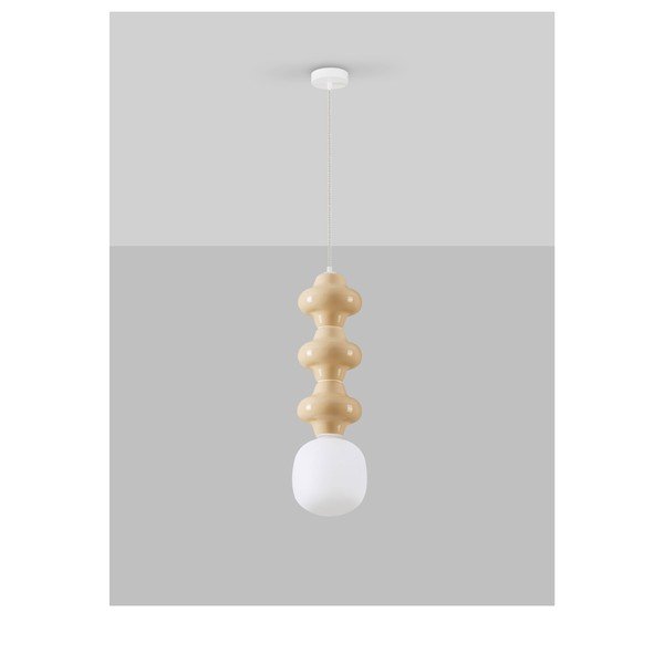 Fehér-krémszínű kerámia függőlámpa üveg búrával ø 18 cm Clio – Nova Luce-image-3