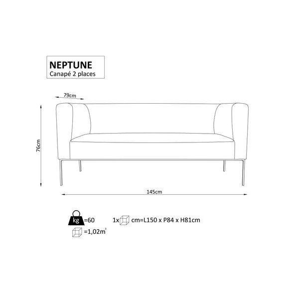 Neptune fekete 2 személyes kanapé - Windsor & Co. Sofas-image-4
