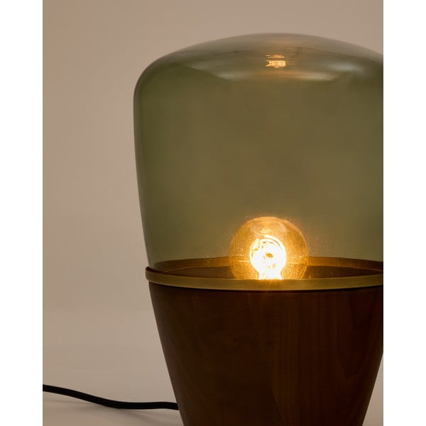 Zöld-sötét natúr színű asztali lámpa üveg búrával (magasság 30 cm) Silex – Kave Home-image-3