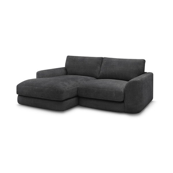 Fekete zsenília sarokkanapé (bal oldali-heverő résszel) Leonore – Bobochic Paris