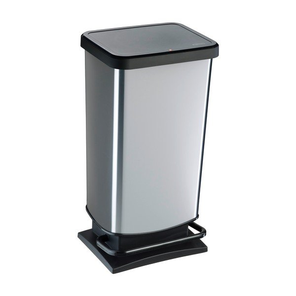 Ezüstszínű műanyag pedálos szemetes 40 l Paso – Rotho