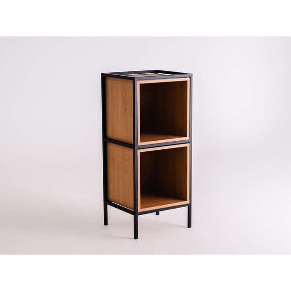 Fekete könyvespolc tölgyfa dekorral 45x102 cm Skap - CustomForm-image-3