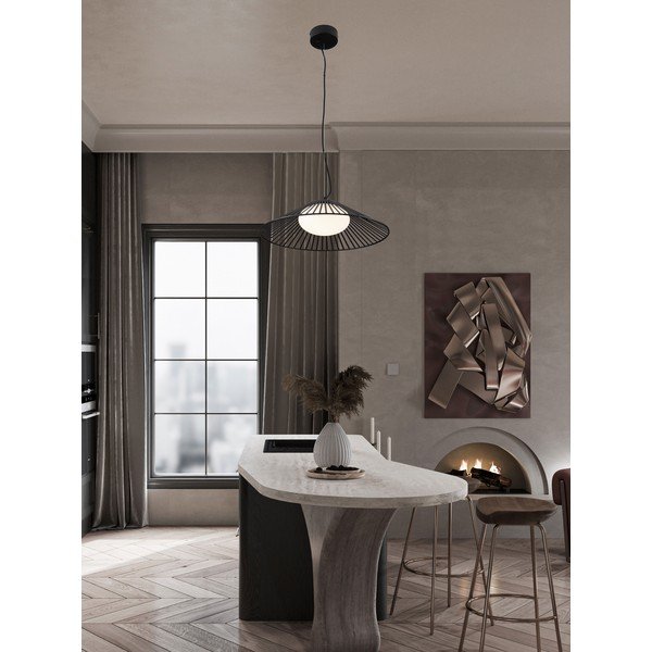 Matt fekete fém LED függőlámpa üveg búrával ø 50 cm Brume – Nova Luce-image-1