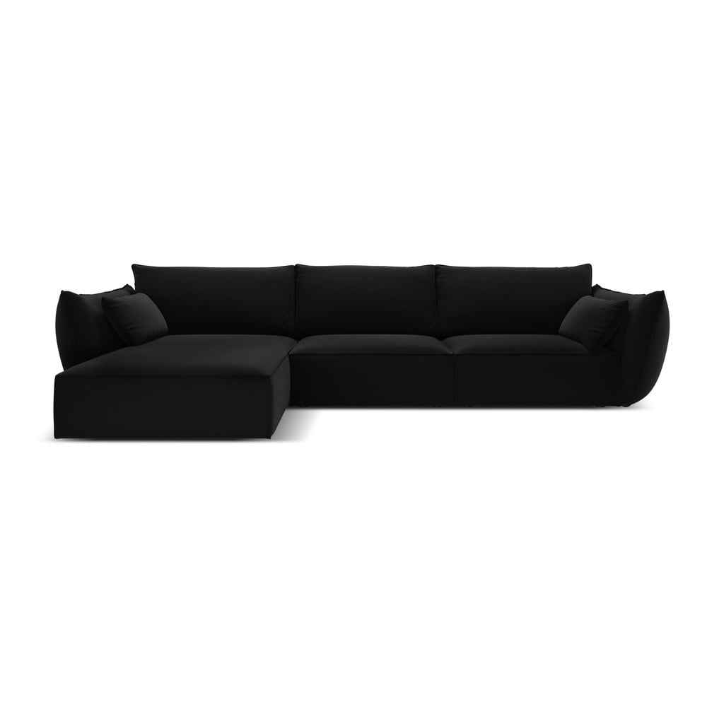Fekete bársony sarokkanapé (bal oldali-heverő résszel) Vanda Mazzini Sofas