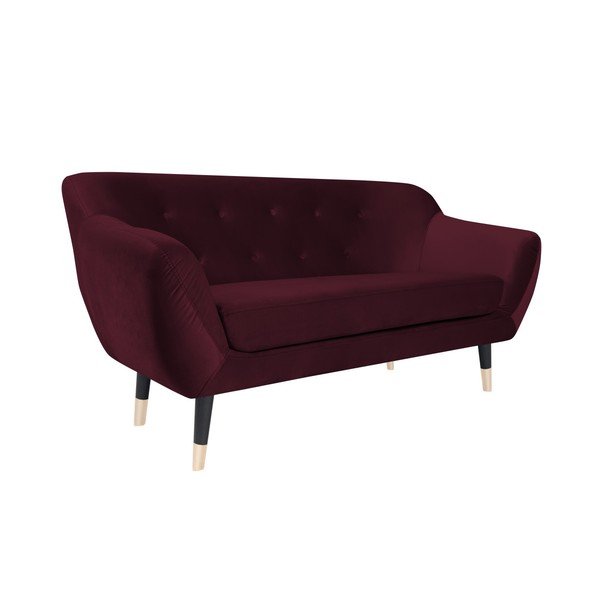 Amelie borvörös kanapé fekete lábakkal, 158 cm - Mazzini Sofas-image-2