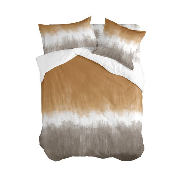Fehér-barna kétszemélyes pamut paplanhuzat 200x200 cm Tie dye – Blanc