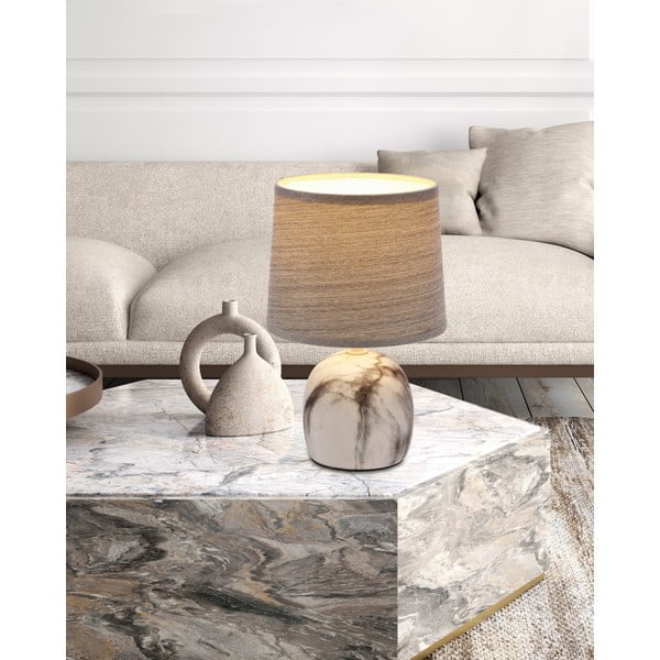 Világosszürke asztali lámpa textil búrával (magasság 25 cm) Adelina – Candellux Lighting-image-1