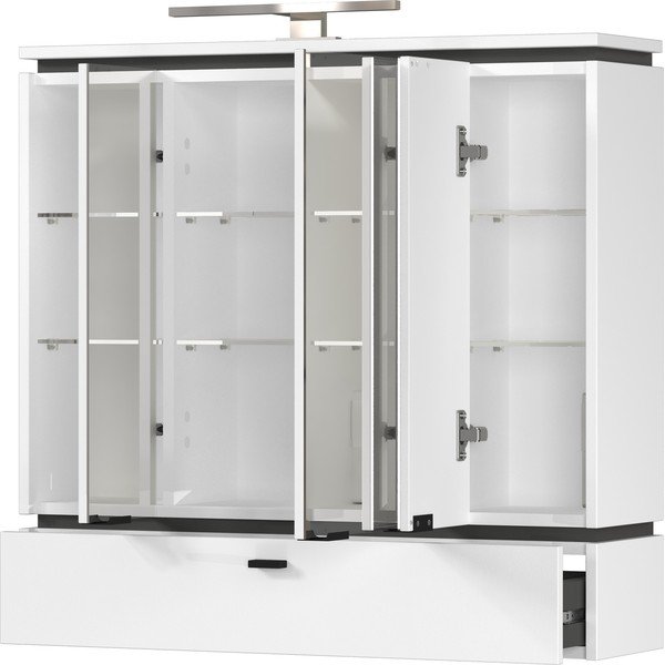 Fehér tükrös fürdőszoba szekrény világítással  79x80 cm Modesto – Germania-image-2