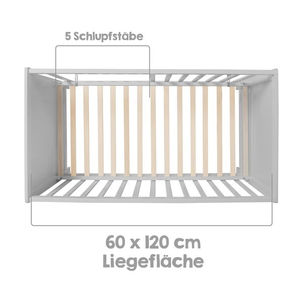 Világosszürke babaágy 60x120 cm – Roba-image-4