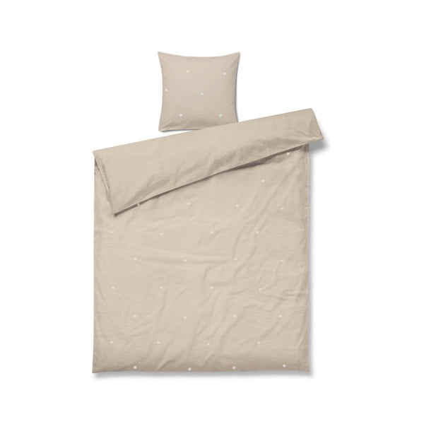 Bézs egyszemélyes pamut-perkál ágyneműhuzat 140x200 cm Daisy – JUNA