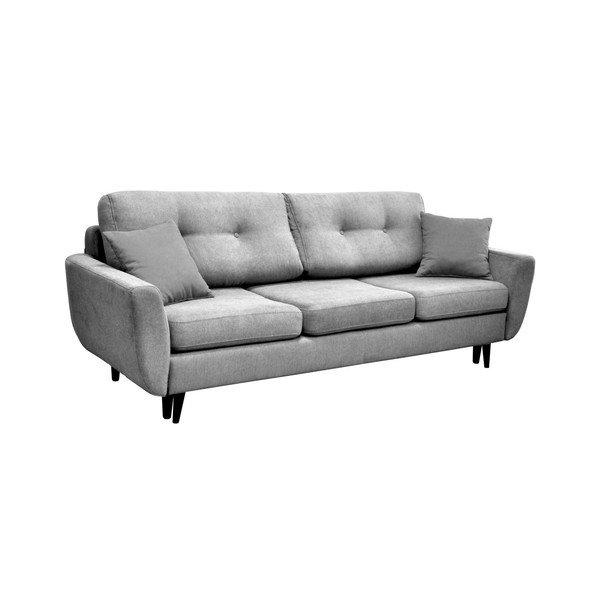 Jasmin szürke háromszemélyes kinyitható kanapé fekete lábakkal - Mazzini Sofas-image-3