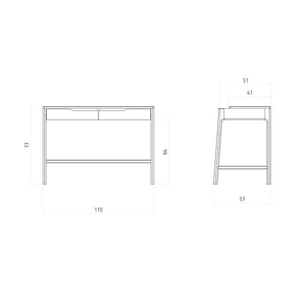 Tölgyfa fésülködőasztal 57x110 cm Twig – The Beds-image-4
