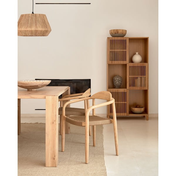 Étkezőasztal tölgyfa dekorral 100x200 cm Deyanira – Kave Home-image-2